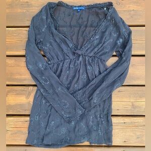 Black Floral Lace Sheer Coverup/Lingerie/Dress | SIZE: MATERNITY XS